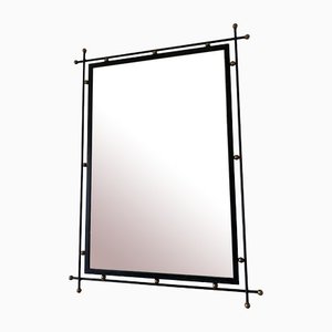 Large Postmodern Architectural Black and Gilt Bevelled Mirror
