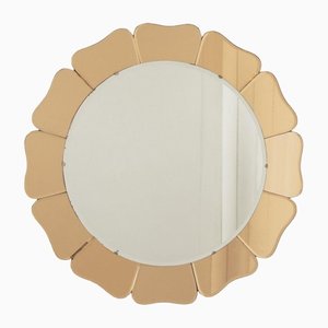 Art Deco Peach Glass Sunflower Mirror