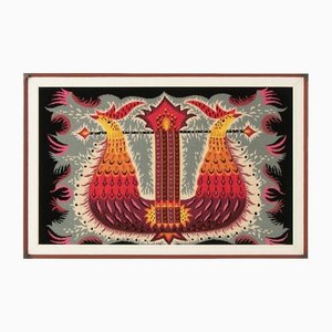 Large Handwoven Framed Needlepoint Tapestry, 1970s