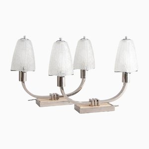 Art Deco French Twin Branch Table Lamps, 1930s, Set of 2