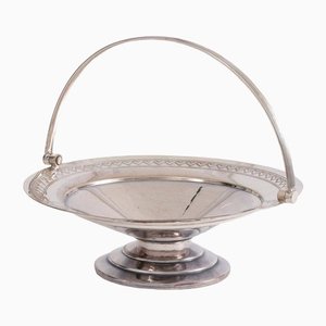 Versilberter Art Deco Tazza mit geometrischem Design, 1930er