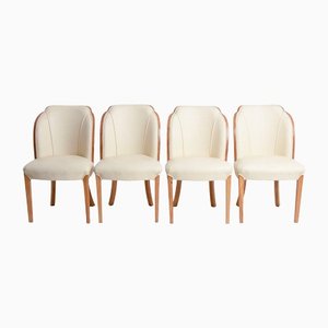 Art Deco Burr Maple Dining Chairs by Harry & Lou Epstein, Set of 4