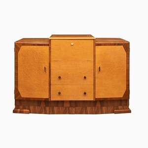 Art Deco Fall Front Cocktail Cabinet in Birdseye Maple from British Emanuel Furniture, 1930s