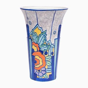 Vaso Art Déco dipinto a mano, Inghilterra, anni '30