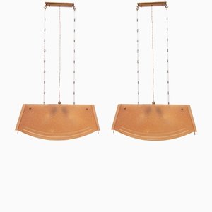 British Art Deco Cellulose Pendant Lights, 1930s, Set of 2