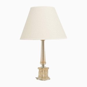 Mid-Century Table Lamp with Golden Clear Base