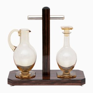 Carafe à Whisky et Pichet à Eau Art Déco Ambre en Cristal de Daum, France, 1930, Set de 2