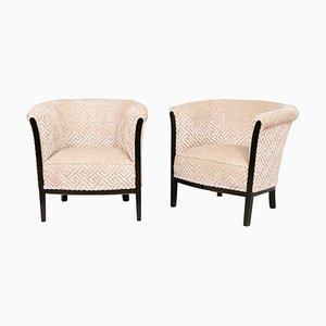 French Art Deco Armchairs with Black Lacquered Frame, 1930, Set of 2