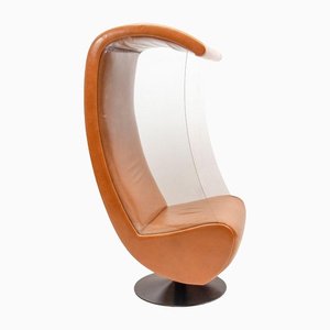 Italian Swivel Chair with Glass Panel Sides, 1970
