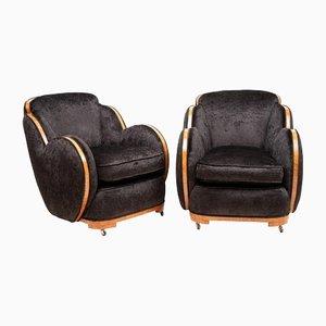 Set of Art Deco Black Cloud Armchairs by Harry & Lou Epstein, 1930