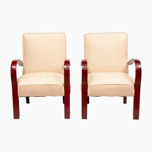 French Art Deco Armchairs in Bentwood, 1930, Set of 2