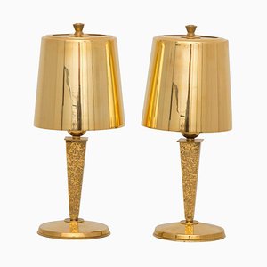 French Art Deco Table Lamps in Gilt Bronze by Genet & Michon, 1930s, Set of 2