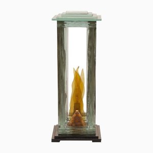 Lampada da tavolo vintage scultorea in vetro, Italia, anni '80