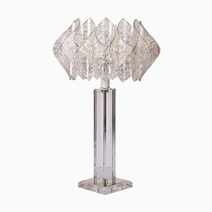 Lámpara de mesa Mid-Century de vidrio acrílico, años 60