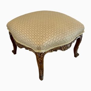 Antique Victorian Carved Walnut and Gilt Stool, 1860s