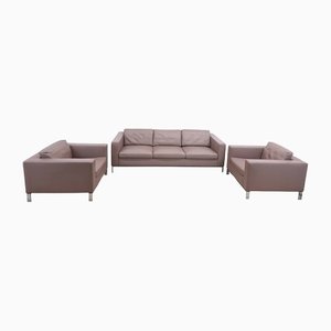 Garnitur Sofa and Armchairs in Leather by Norman Foster for Walter Knoll, 1990s, Set of 3