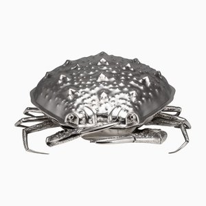 Piatto per caviale a forma di granchio placcato in argento, Italia, anni '60