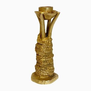 Gilded Cast Aluminium Sculptural Candlestick by Pierre Casenove for Fondica, France, 1990s