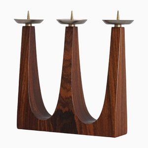 Mid-Century Three Flame Candlestick in Rosewood, 1960s