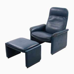 DS-50 Relax Armchair and Footstool in Leather from de Sede, Switzerland, 1980s, Set of 2