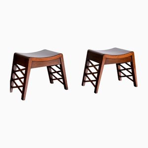 Stools in Chestnut Wood attributed to Piero Portaluppi, Italy, 1930s, Set of 2