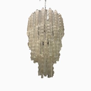 Large Murano Bubble Glass Triedri Chandelier, 1980s