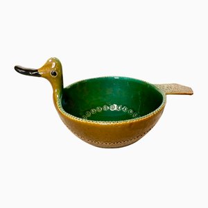 Italian Duck-Shaped Ceramic Art Bowl by Aldo Londi for Bitossi, 1960s