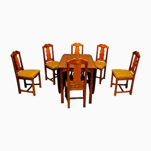 Extendable Table and Chairs, Denmark, 1960s, Set of 7
