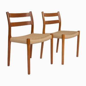 Danish #84 Chairs by Niels Moller, Set of 2