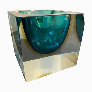 Modernist Sommerso Murano Glass Ashtray attributed to Mandruzzato, 1970s