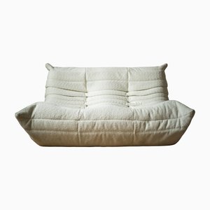 Togo 2-Seater Sofa in White Bouclé Fabric by Michel Ducaroy for Ligne Roset