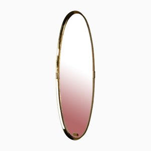 Large Oval Mirror in Brass, 1950s