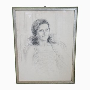 William Boissevain, Portrait, 1975, Pencil on Paper, Framed