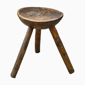Early 20th Century Wood Milking Stool