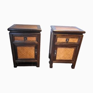 Vintage Nightstands with Drawers and Doors, Set of 2
