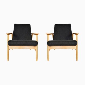 Fauteuils en Hêtre & Feutre par Valerija Ema Cukermaniene pour Vilnius Furniture Factory, 1960s, Set de 2