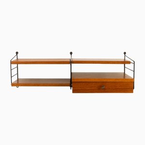 Teak Wall Unit with Drawer Board by Kajsa & Nils Strinning for String, 1960s