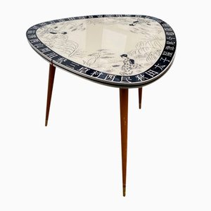 Table Basse en Forme de Rein avec Motif Geisha, 1950s