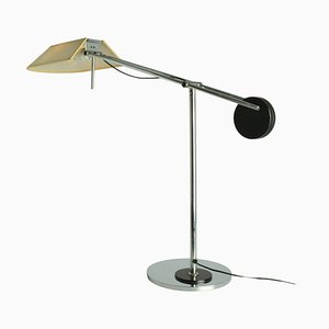 Lámpara de mesa suiza minimalista en negro y cromo, años 70