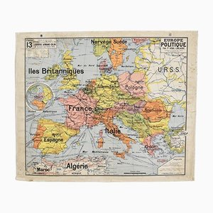 Französische Europa Wandkarte, 1960er