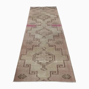 Vintage Turkish Pale Pink Wool Oushak Runner Rug, 1960s