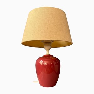 Terracota Table Lamp with Beige Textile Shade, 1970s
