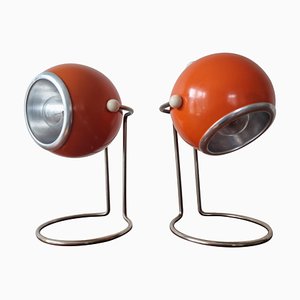 Lámparas de mesa Eye Ball Mid-Century, años 70. Juego de 2