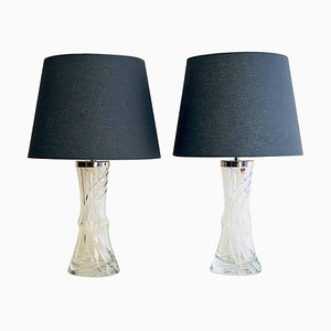 Swedish Sculptural Glass Table Lamp by Olle Alberius for Orrefors, 1960s, Set of 2