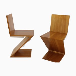 Italian Zig-Zag Chairs by Gerrit Rietveld for Cassina, 1970s, Set of 2