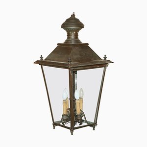 Victorian Hanging Lantern in Bronze with 4-Candle Interior, 1880s