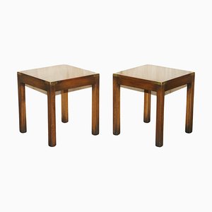 Small Mahogany Military Campaign Lamp Tables from Harrods London, Set of 2