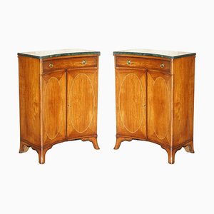 Sheraton Revival Marble Topped Concave Side Tables, 1860s, Set of 2