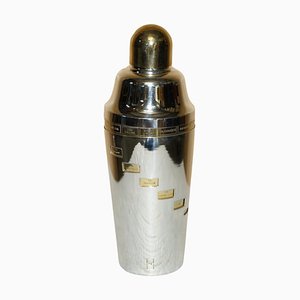 Art Deco Silver Gold Gilt Tells-U-How Cocktail Shaker from Napier USA, 1930s
