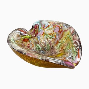 Multicolor Murano Glass Bowl Gold Flakes Shell Ashtray by Dino Martens, Italy, 1960s